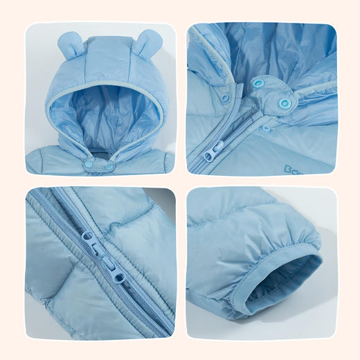 贝贝怡冬季婴幼儿保暖可爱连体衣连帽防风羽绒哈衣ZB4DL005 商品图13