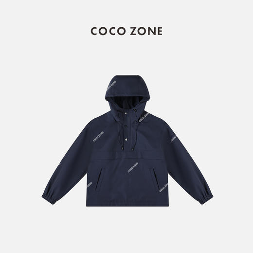 COCO ZONE 套头连帽冲锋衣宽松休闲单排扣拼接夹克上衣 23C19242 商品图0