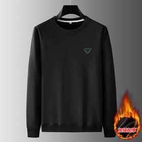 【新款DPF】大依优型大码加绒卫衣圆领长袖加肥加大休闲运动上衣男打底衫胖子