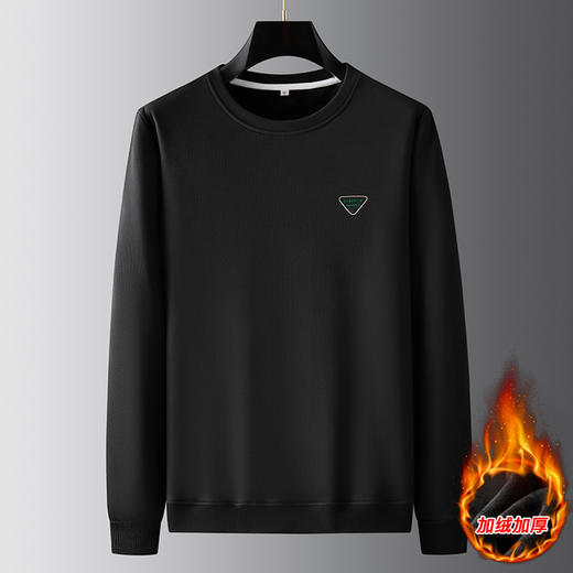 【新款DPF】大依优型大码加绒卫衣圆领长袖加肥加大休闲运动上衣男打底衫胖子 商品图0