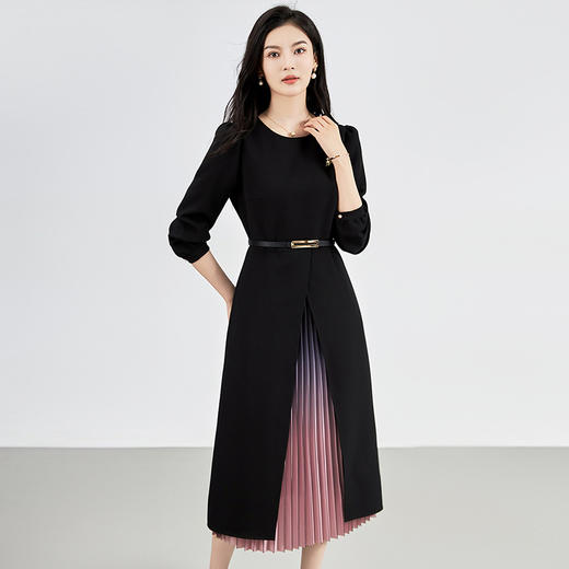 【高货wl】全新升级【铂金会员330/天猫439/差价109】(12706) 洛诗琳重工精仿三醋双色渐变压裙子法式气质时髦显瘦连衣裙 商品图2