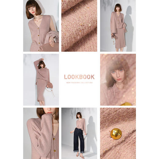 COCOBELLA[璀璨星河]细闪亮片软糯针织半身裙秋包臀裙HS3079 商品图1