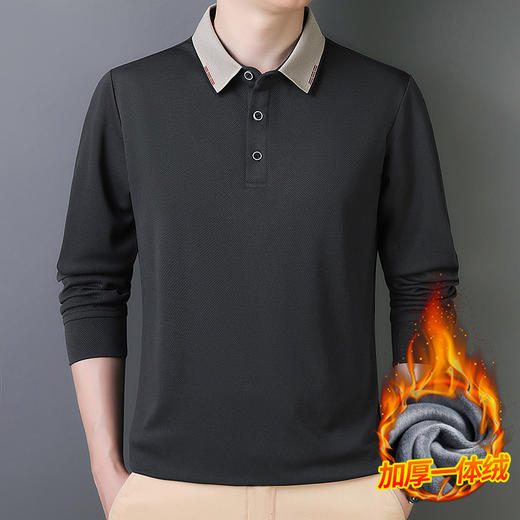 【加绒+常规】【新款DCS】大依优型大码男士长袖POLO衫卫衣商务休闲上衣加肥加大胖子舒适保暖打底 商品图10