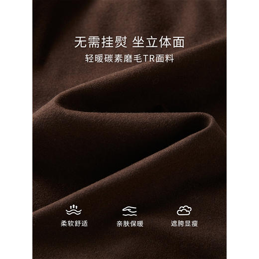 【年终特卖】熙世界深咖色毛呢半身裙秋冬2025新款通勤复古压褶中长西装裙子 商品图2