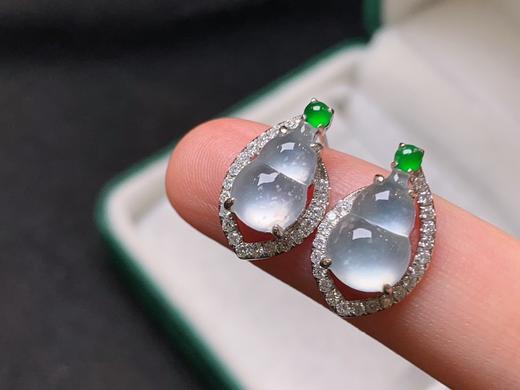 18k葫芦翡翠耳钉 商品图1
