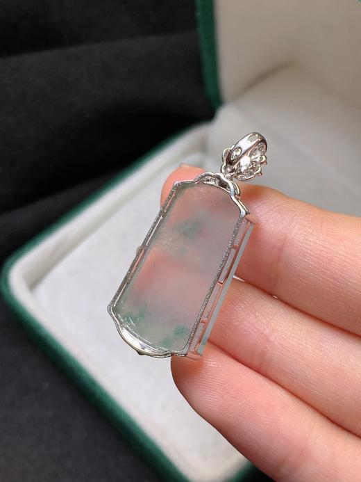 18k金冰飘花翡翠平安牌吊坠 商品图0