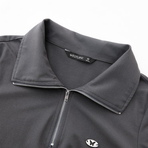 搭片设计POLO领长袖连衣裙女秋季聚褶修身弹力针织裙V3742447 商品图5