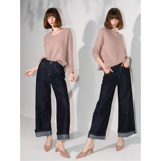 COCOBELLA[璀璨星河]细闪亮片蓬松软糯毛衣V领针织衫MZ3109 商品图3