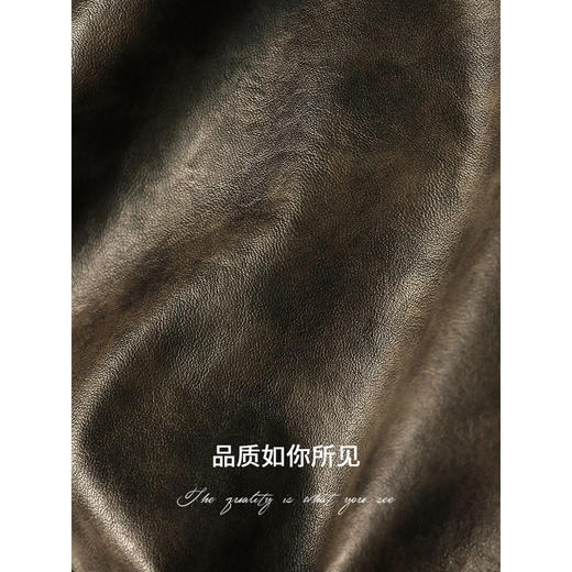 【专属秒杀】COCOBELLA手工擦色PU皮衣时尚两穿外套女廓形机车夹克PU3002 商品图4