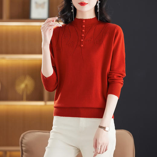 CC-17-2212半高领打底衫女2024新款秋冬减龄内搭羊毛针织衫上衣女装秋冬毛衣 商品图3