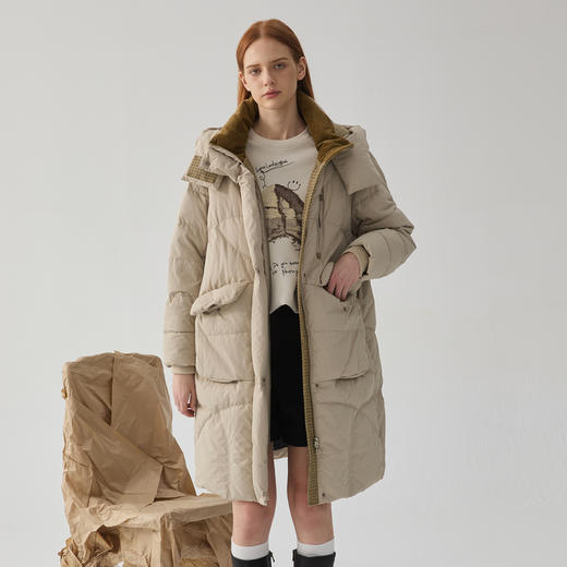 谜底长款羽绒服女2024冬新品设计感加厚保暖鸭绒面包服244MY1525 商品图0