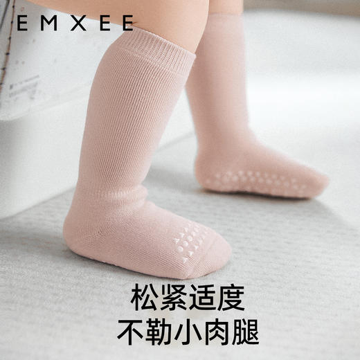 【母婴服配】嫚熙儿童春秋款地板袜防滑男女童宝宝婴幼儿纯色袜子防蚊中长筒袜 商品图5
