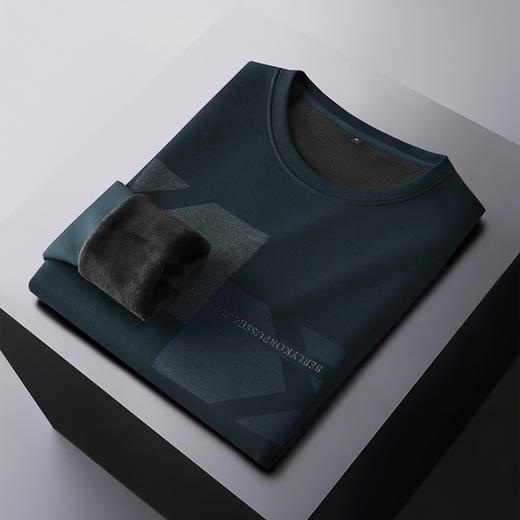 【新款DPF】大依优型大码加绒卫衣圆领长袖加肥加大休闲运动上衣男打底衫胖子 商品图5