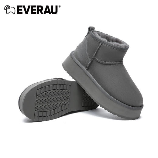 EVERAU羊皮毛一体雪地靴女冬季新款防水防滑短筒厚底短靴 EA3143 商品图2