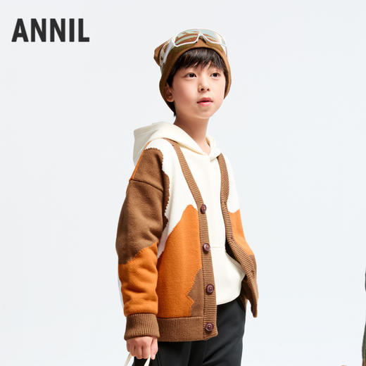 男童潮趣拼色开衫毛衣冬季新款安奈儿童装实体店同款AB444599 商品图2