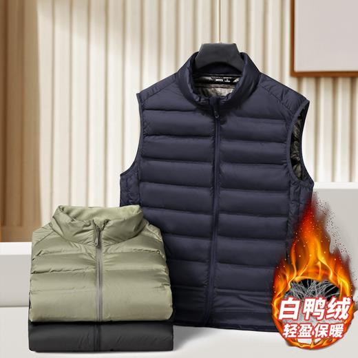 【羽绒】【新款DK】大依优型大码男装立领羽绒马甲简约休闲宽松外套男坎肩背心上衣保暖 商品图9