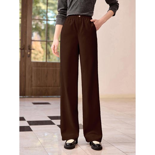 【专属特价】熙世界精纺毛呢直筒裤2025秋冬新款休闲宽松烟管窄版阔腿长裤子 商品图0