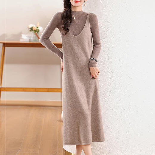 纤束马丝光纯羊毛吊带长马甲 JN-2416 商品图4