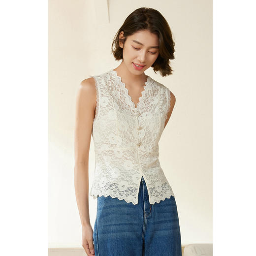 乔万尼蕾丝背心女新款白色法式气质EM3H315 商品图2