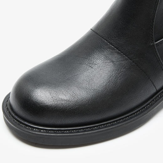 西遇长筒靴女堆堆靴新款秋冬单靴复古显瘦奶茶色圆头厚底长靴V3947745 商品图5