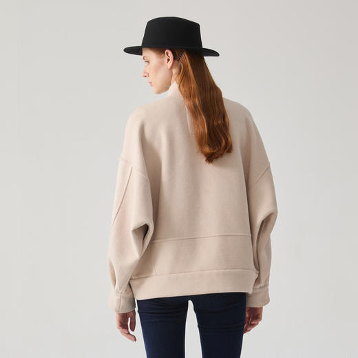 谜底毛呢大衣短款2024冬季新品简约百搭棒球领夹克外套244MD1469 商品图2