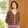 伯妮斯茵 | 复古撞色风 咖粉绿条纹 V 领假两件针织衫 春秋气质显瘦上衣 HJ3E08 商品缩略图0