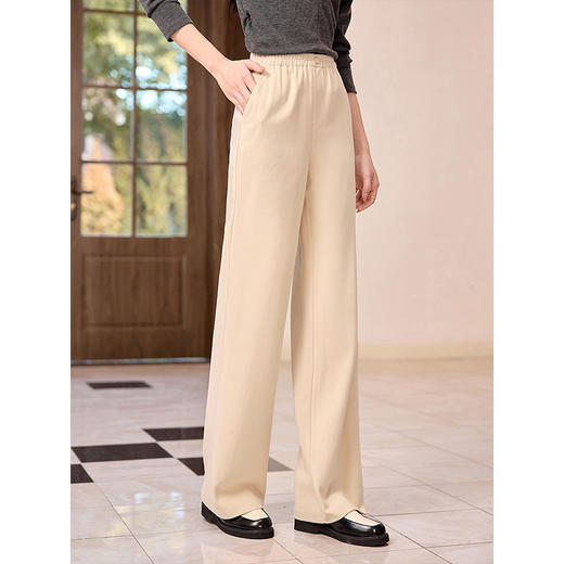 【专属特价】熙世界精纺毛呢直筒裤2025秋冬新款休闲宽松烟管窄版阔腿长裤子 商品图1