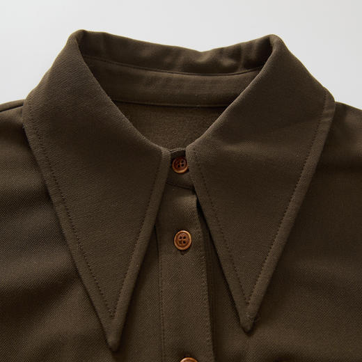 谜底设计感衬衫长袖女2024冬款通勤风前短后长磨毛衬衣244MC1588 商品图3