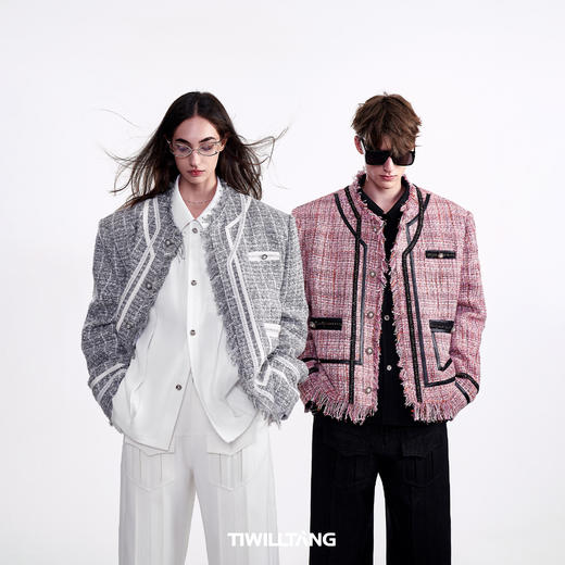 TIWLLTANG启世录"珠纱尽起"小香风链条无领西装 商品图1