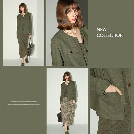 COCOBELLA名媛小香风羊毛外套质感金属扣箱型毛呢外套WL7060 商品图1