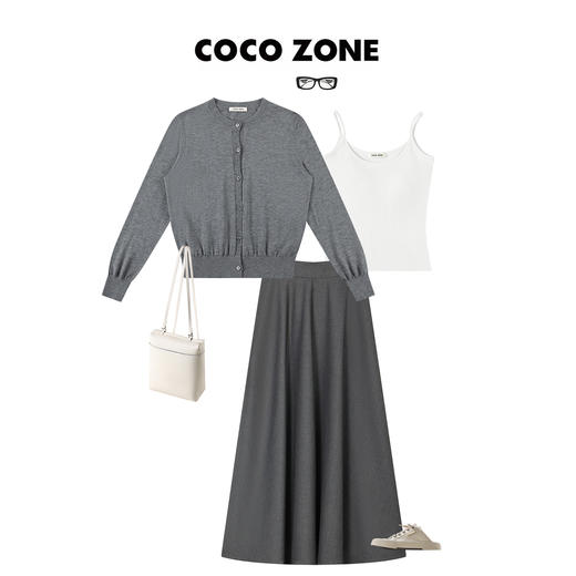 COCO ZONE 莱赛尔天丝/羊毛针织开衫圆领长袖上衣 23C19168 商品图2