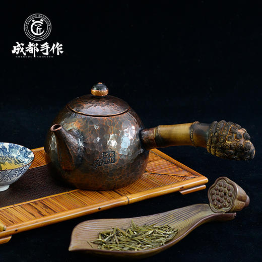 成都手作【李小毛铜壶】 复古原色  侧把古铜 非遗手工铜壶 整体锻打 四川礼物 商品图1