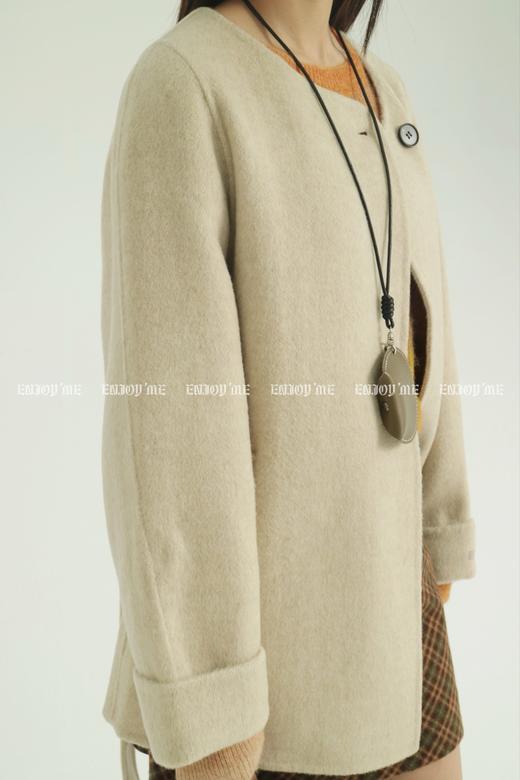 【门店同款】ENJOY冬季柔韧与共圆领一粒扣中长款大衣 159494971 商品图4