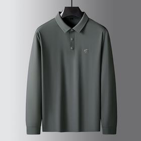 【新款DK】大依优型大码长袖Polo衫锦氨无痕翻领男士加肥加大休闲大码男装宽松长袖体恤上衣