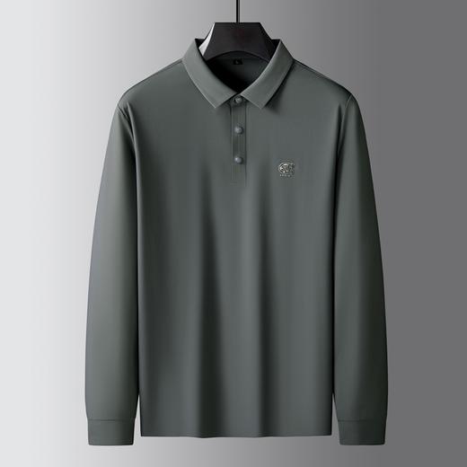 【新款DK】大依优型大码长袖Polo衫锦氨无痕翻领男士加肥加大休闲大码男装宽松长袖体恤上衣 商品图0
