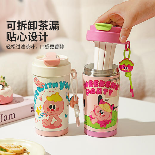 摩登主妇儿童保温杯女生咖啡杯便携随行杯大容量水杯新款2024杯子 商品图1