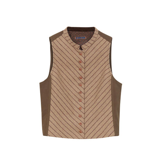 谜底拼接式马甲女2024冬季新品复古风短款修身西装马夹244MM1671 商品图4