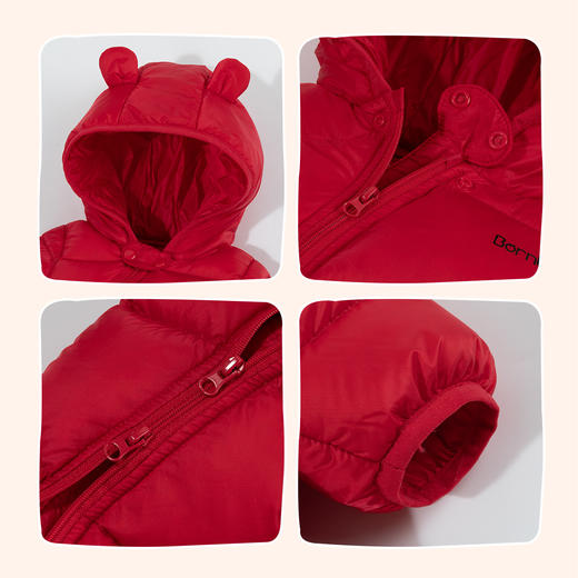贝贝怡冬季婴幼儿保暖可爱连体衣连帽防风羽绒哈衣ZB4DL005 商品图6
