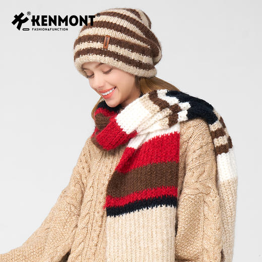 卡蒙冬季拼色条纹百搭随性针织围巾KM-1950 商品图2