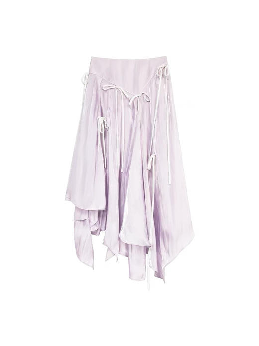 紫色水光纱不规则飘带半裙 商品图1