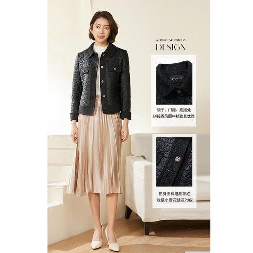 乔万尼外套女秋冬新款小香风夹棉短外套EM3B416 商品图5