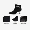 千百度细高跟绒面法式时装靴女冬季通勤洋气真皮小短靴子A24577530 商品缩略图3