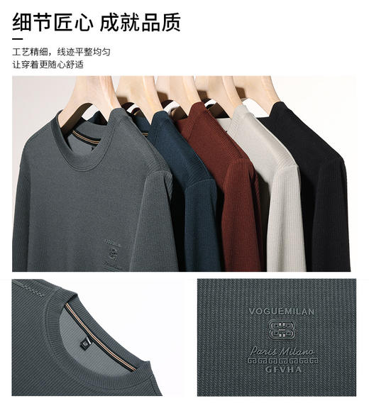 卫衣男圆领春秋新款高档中年休闲帅气宽松外穿上衣打底衫抖音爆款学生正装长袖体恤衫打底衫 商品图2