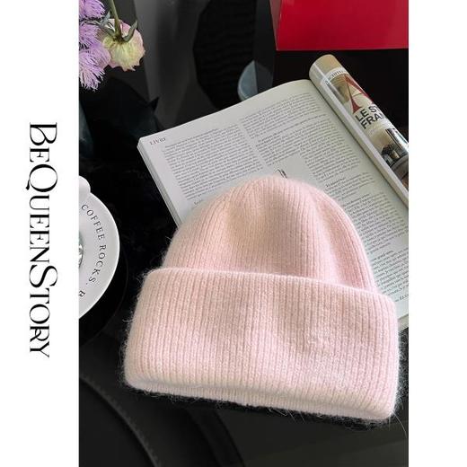 7色百搭秋冬兔毛弹力甜美休闲针织毛线帽 BeQueenStory配件 商品图1