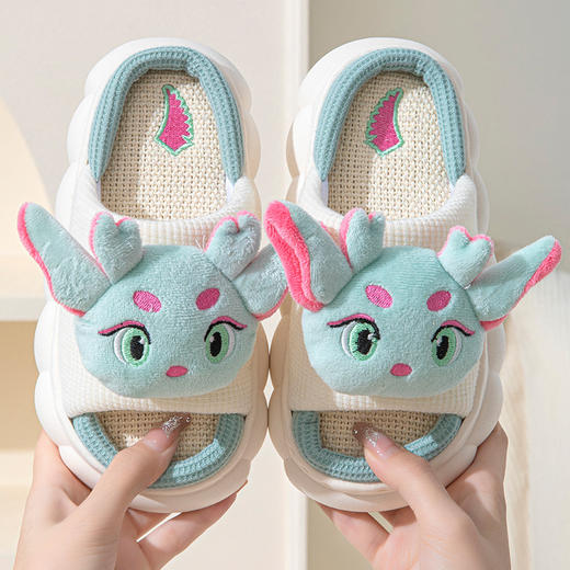 【舒适系列&萌趣卡通麻拖】新款儿童亚麻卡通神兽 舒适防滑耐磨 速干柔软户外室内地板拖鞋 男童女宝拖鞋-QQ 商品图8