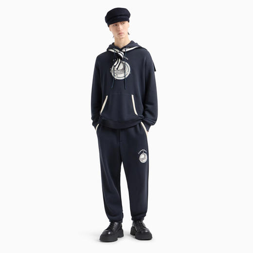 EMPORIO ARMANI 阿玛尼 男士鲸鱼贴片和刺绣徽标柔软斜纹布休闲运动裤 蓝色 6D1P6Q 1J7DZ 09U7 商品图3