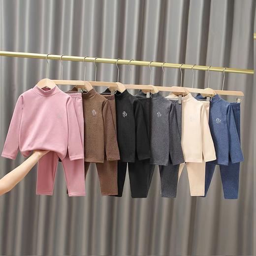 儿童中领套装  男女童舒暖绒中厚保暖内衣套装中大童牙签条套 商品图5