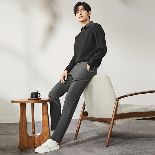 【特价】【加绒半开衫】柒牌毛衣男2024冬季新款衬衫领保暖时尚休闲针织衫	127Y70740 商品图3