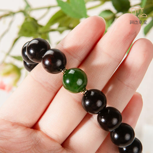 碧玉顶珠清代檀香紫檀家具老料制手串直径1.2cm 商品图5