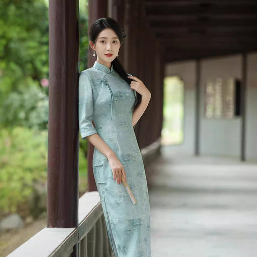 改良国风气质，雪花绒旗袍裙ZA-235 商品图0